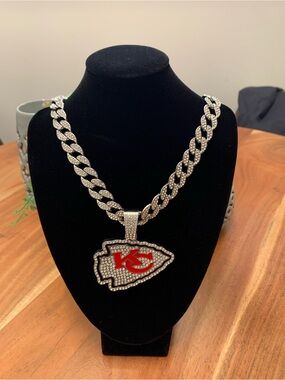 NFL Kansas City Chiefs Silver & Red Iced Pendant Necklace
